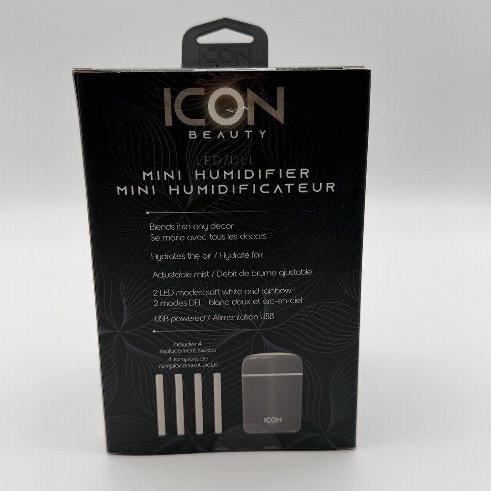 ICON Beauty LED Mini Humidifier USB Powered 2 LED Modes Gray NIB - Picture 7 of 14